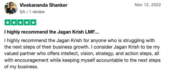 Business Person in UAE Review about Jagan Krihs